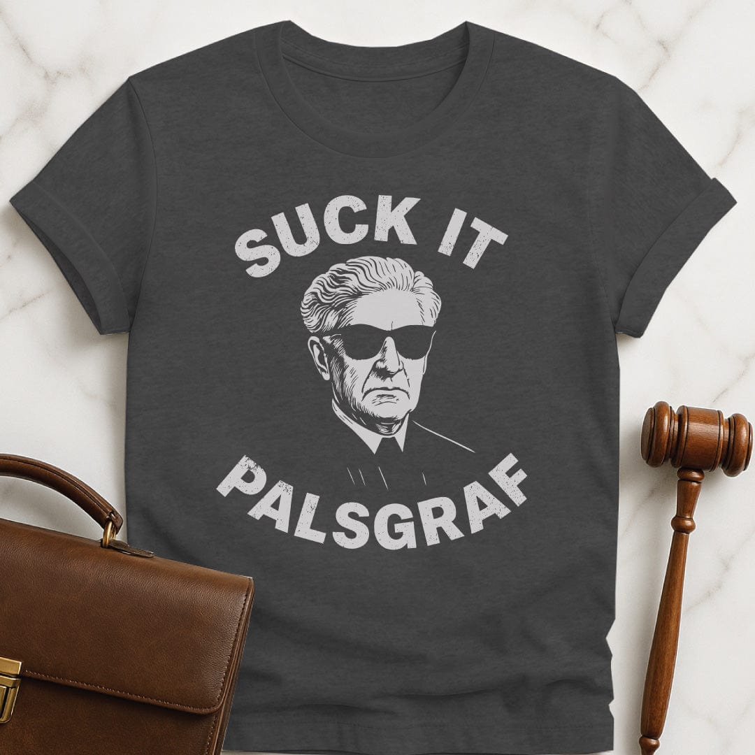 funny lawyer graphic tee that says stuck it palsgraf featuring Benjamin Cardozo in sunglasses in grey