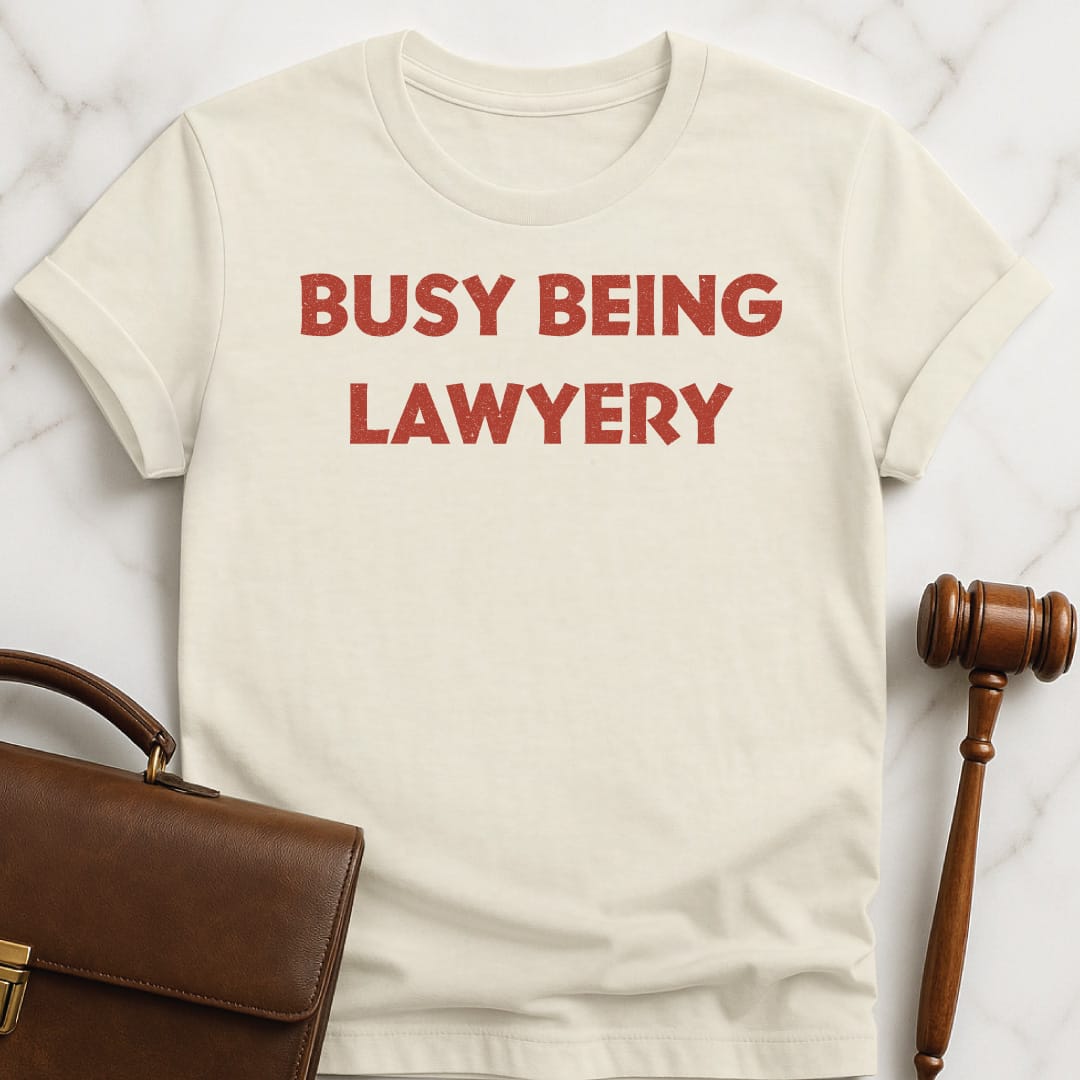 cool attorney tee that says Busy being lawyery featuring gift in cream