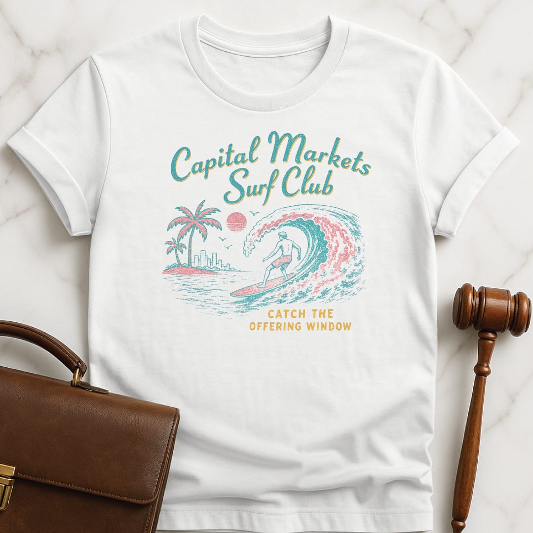 funny attorney graphic t-shirt that says catch the offering window in white