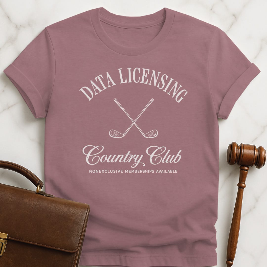 cool law school grad tee that says Data Licensing Country Club Non Exclusive Memberships Available featuring golf clubs in heather mauve