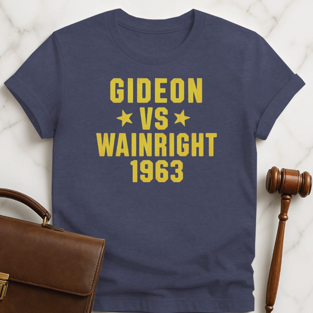 trendy law school graduate tee that says gideon v wainright 1963 featuring stars in heather blue