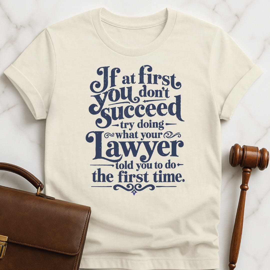 funny law grad tshirt that says If at first you dont succeed try in cream