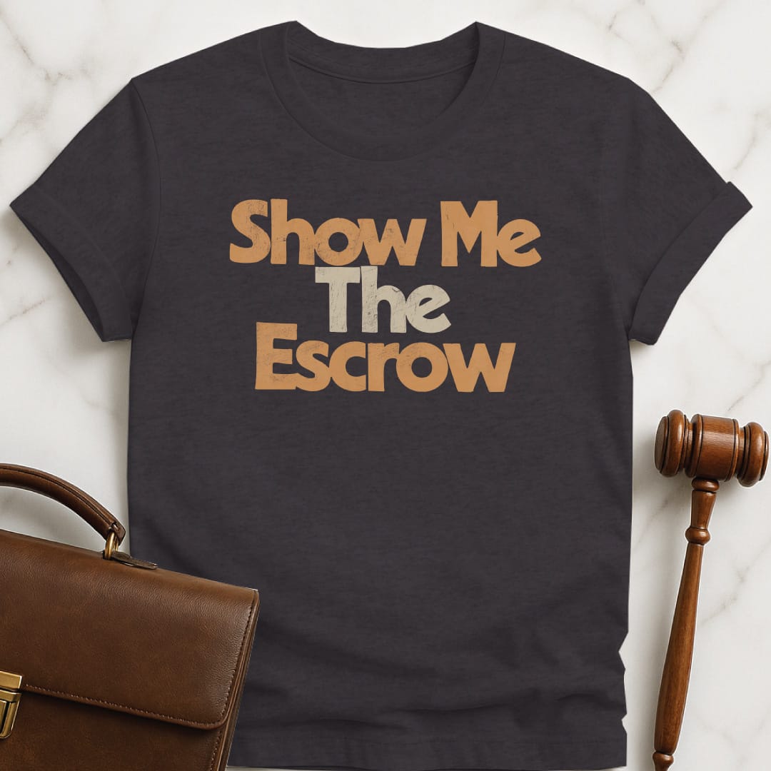 cool attorney tee that says Show me the escrow in black